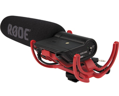 The Rode Videomic, camera-mounted external microphone