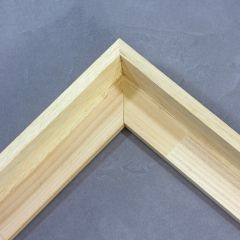 This floater frame features a light natural wood finish with a smooth surface and subtle grain that highlights the beauty of the raw wood. At 1-1/16 " deep, it offers a clean, airy floating effect that complements bright, minimalist, and nature-inspired artworks.